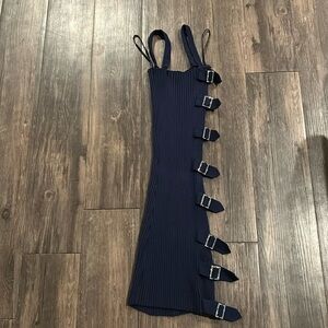 For Love and Lemons navy blue buckle dress